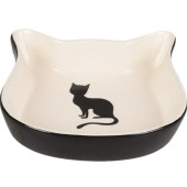 Керамична купа за котка Flamingo  NALA  220 мл 12,5 см -  с ушички и силует на котка